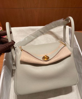 에르메스 린디백26 화이트 금장 끌레망스 가죽